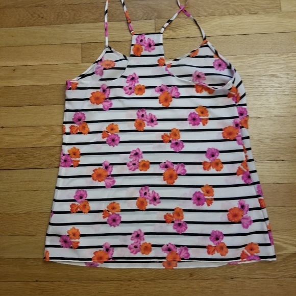 J crew stripped with flowers racerback tank sz 6 - Picture 3 of 3